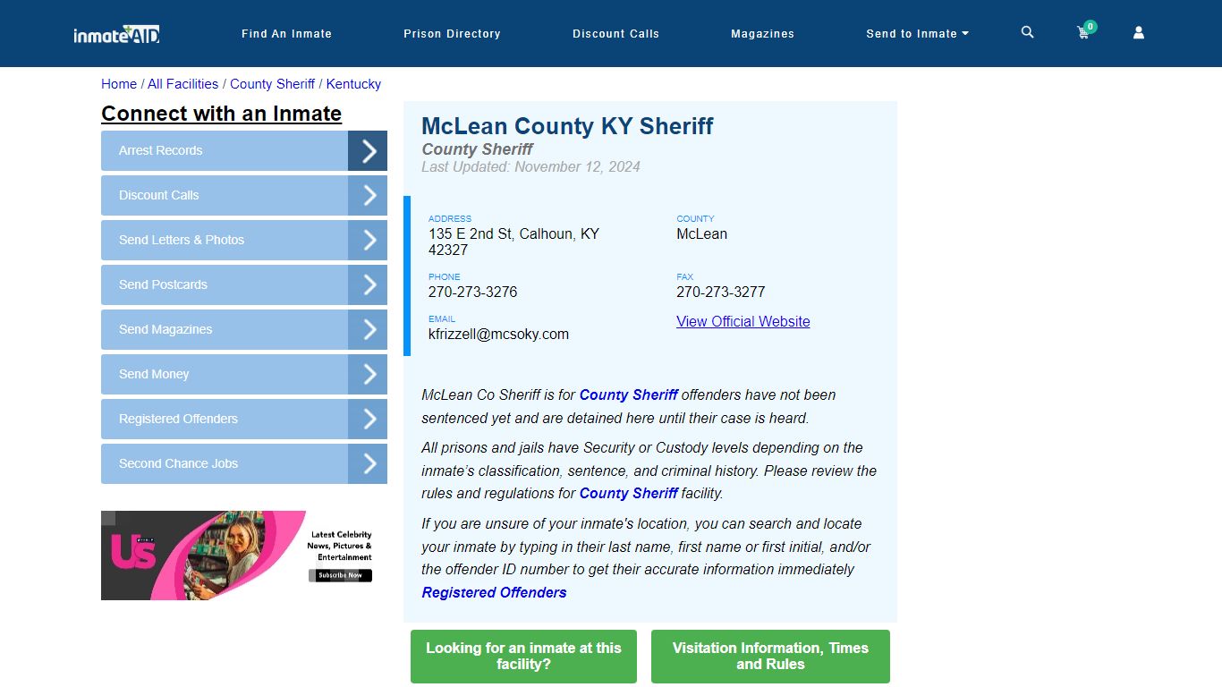 McLean County KY Jail - Inmate Locator